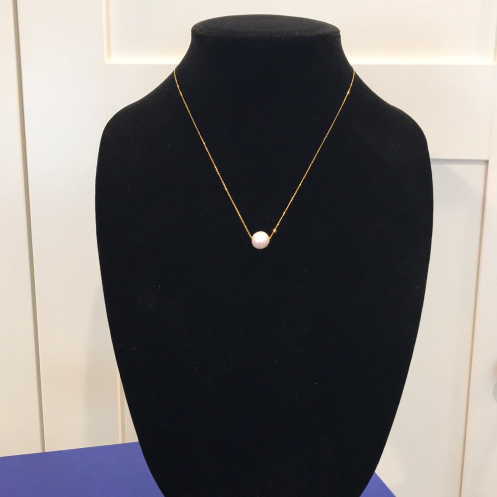 14k yellow gold dainty pearl necklace
